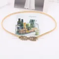 Catena da vita in metallo dorato per donne cintura elastica elegante fibbia foglia - 60CM / Oro