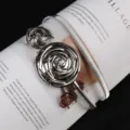 Catena da vita elastica in metallo argentato con ciondoli a doppia rosa per abiti da donna. - 60CM / #281 argento