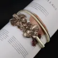 Elegant gold metal waist chain for women elastic belt with floral dress accessory. - #284 Gold