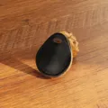 Portachiavi a goccia in pelle fatto a mano custodia per tessera dettaglio primo piano - A forma di goccia / Nero