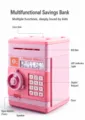 Electronic ATM Piggy Bank Kids Safe Box Automatic Paper Money Deposit Coin Storage Toy - Pink