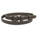 Women thin cutout leather belt versatile dark brown waist strap for dress and jeans - Gray