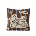 Vintage striped long-haired dog throw pillow, double-sided decorative sofa cushion cover. - BBMW01 / Double Sided 35x35cm (Cover Only)