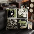 Mid-century modern decorative throw pillow with retro graphic design for living room sofa - Double Sided 35x35cm (Cover Only) / BBDY02