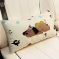 Detailed view of long cartoon dog plush lumbar pillow on car seat, super soft cute cushion cover. - 50x30 cm (Without Insert) / Dachshund Style 3