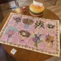 Cute floral cotton linen placemat desk cover aesthetic room decor pink table cloth for home - 40x30 cm / Pink
