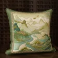 Cuscino decorativo con ricamo di paesaggio in stile cinese per divano salone lusso - 35x35cm (Senza Anima) / SBZA045604