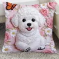 Cute Bichon Frise embroidered throw pillow soft decorative cushion for sofa living room bed. - SBZA112806