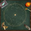 Astrological Tarot Tablecloth Green Altar Cloth Zodiac Star Chart Divination Mat for Magic Game - 60x60 cm (Small Cover Cloth) / XZB03