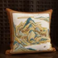 Traditional Chinese landscape embroidered square throw pillow for modern living room sofa decor - SBZA045605