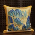 Chinese style Qianli Jiangshan landscape embroidered cushion sofa decorative pillow gold - SBZA045606