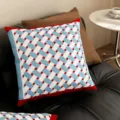 Coussin carré style Bauhaus géométrique, housse de coussin tissée bleu et blanc pour canapé. - SBZA041805