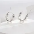 Orecchini a cerchio a U rétro francesi in argento con eleganti perle bianche. - Fermaglio per Orecchio a U (TA-ER-197) / Argento