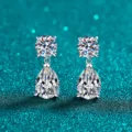 S925 sterling silver moissanite drop earrings with pear cut waterdrop stones for women - 5x8mm Pear Zirconia / 925 Silver