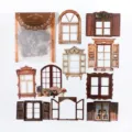 Vintage window collage stickers, decorative journaling materials for scrapbooking crafts and art. - Window of Jialuo Collection
