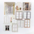 Vintage window collage stickers for journaling and scrapbooking, retro decorative material paper. - Tea White Light & Shadow Collection
