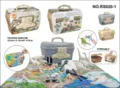 Dinosaur toy DIY painting storage box set with figures and mat for kids learning. - 50 Pcs Set / Painted Archaeological Style