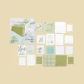 Momo periwinkle vine stamp sticker pack, green vintage letterpress stationery set, 20pcs. - Periwinkle Vine