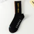 Street style mid-tube socks for men, trendy hip-hop letter knit sports socks for autumn daily wear. - One Size Unpacked Socks (Size 37-44) / Black
