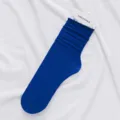 Royal Blue Velvet Slouch Socks Long Tube Hosiery Korean Style Solid Color Autumn Socks - One Size / Sapphire Blue