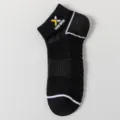 Calcetines cortos de malla negra para hombre transpirables verano deportivos con bordado - Talla única (talla 36-44) / Negro nº 1
