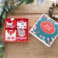 Chaussettes de Noël 3D coton dessin animé mi-hauteur rouge coffret cadeau femmes hiver - Coffret cadeau de Noël (taille unique) / Combinaison C
