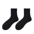 Black men's athletic crew socks with cushioned sole, breathable cotton for basketball sports. - One Size / Crew Black Socks (Regular Style)