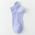Light purple mesh ankle socks for women, breathable thin spring and summer boat socks. - One Size / Purple
