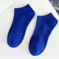 Comodi calzini corti donna colore unito blu caviglia basso antiscivolo quotidiano - Taglia unica donna (cartellino singolo, misura 36-41) / Blu zaffiro