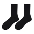 Black crew sports socks for men, breathable cotton athletic socks with comfortable towel bottom. - One Size / Knee-High Black Socks (Regular Style)
