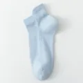 Light blue women's mesh short socks, breathable ankle boat socks, comfortable thin style. - One Size / Sky Blue