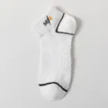Calcetines cortos de malla blanca para hombre con bordado en el tobillo, variante deportiva. - Talla única (talla 36-44) / Blanco n.º 3