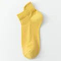Women yellow mesh short socks breathable thin low cut ankle socks summer comfort casual wear - One Size / Yellow