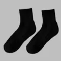 Men's black mid-calf athletic socks with towel bottom, breathable and comfortable cotton. - One Size / Black Mid-Calf Socks (Cushioned Sole)