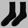 Black mid-calf athletic socks for men, comfortable athletic cotton socks for daily wear. - One Size / Black Knee-High Socks (Cushioned Sole)