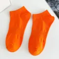Women cotton short boat socks candy orange low cut thin non slip invisible socks variant - Women's One Size (Individual Tag, EU 36-41) / Orange Red