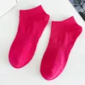 Women's bright pink low cut socks, comfortable solid color breathable casual boat socks. - Women's One Size (Individual Tag, EU 36-41) / Rose Red