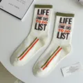 Men streetwear long socks trendy casual cotton knit tube socks for youth fashion daily wear - One Size (EU 36-44) / Color 1