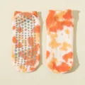Calzini antiscivolo arancioni tie dye donna per pilates yoga fitness e casa comodi e pratici - Taglia unica / Colore 1