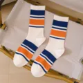 Calze sportive tubo medio blocchi colore uomo cotone traspirante casual uso quotidiano - Taglia unica (misura 36-44) confezione individuale / Colore 3