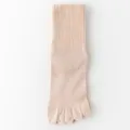 Calzini da donna color carne a cinque dita, comodi calzini in cotone traspirante con polsino. - Taglia unica (misura 36-40) / Cachi