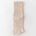 Calzini a cinque dita da uomo tinta unita separati traspiranti in cotone casual lunghi - Taglia unica (misure 37-43) / Bianco avorio