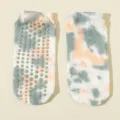 Women tie dye grip socks for pilates yoga, non-slip cotton floor socks short style - One Size / Color 6