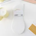 Women's white invisible socks, breathable mesh summer boat socks with anti-slip design. - One Size (Size 36-41) / White (Vertical Stripes)