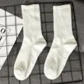 Classic white ribbed mid-tube socks for women and men, comfortable spring summer daily wear. - One Size (EU 36-43) / White