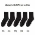 Schwarze Business-Freizeit-Wadenbaumwollsocken für Herren, minimalistisches Design. - Einheitsgröße (Größe 36-43) / Schwarz