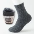 Dark grey fuzzy coral fleece thermal crew socks anti-slip cute cupcake gift winter socks - Dark Gray