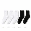 Herren Einfarbig Business Freizeit Wadenlange Baumwollsocken Schwarz Weiss Varianten - 3 Weiß + 2 Schwarz