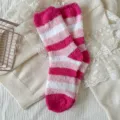 Pink Striped Fuzzy Socks Women Soft Warm Winter Floor Socks Cute Cozy Home Sleep Socks - One Size (EU 36-42) Upgraded Anti-shedding Style / Style 5