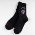 Men's black basketball crew socks, stylish street style cotton skateboard long socks variant - Men's One Size (Sizes 37-44) / Black
